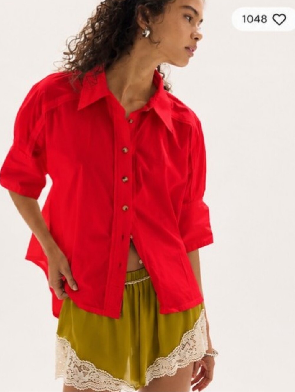 We The Free Seaside Cotton Button Down NWT Red M